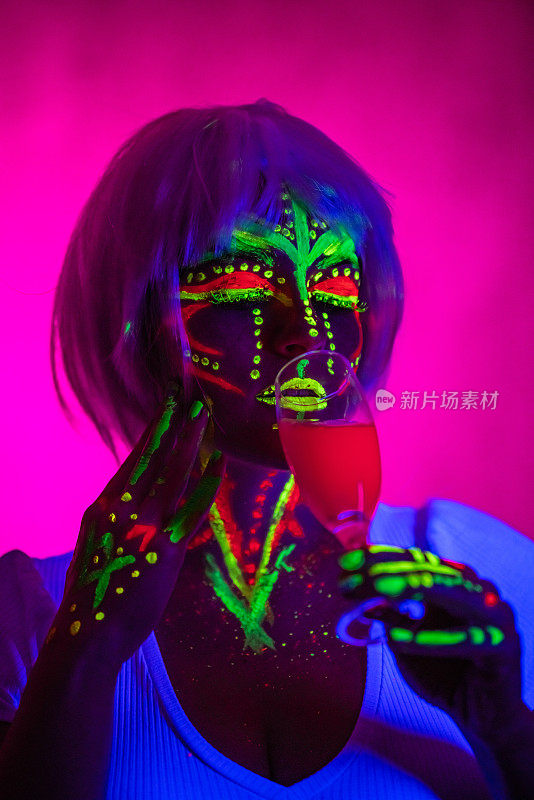 Young Woman With Fluorescent Makeup